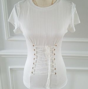 White Garter front blouse